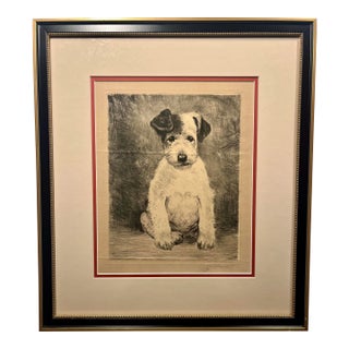 1920s Kurt Meyer-Eberhardt Signed Original Wire Fox Terrier Etching Framed For Sale