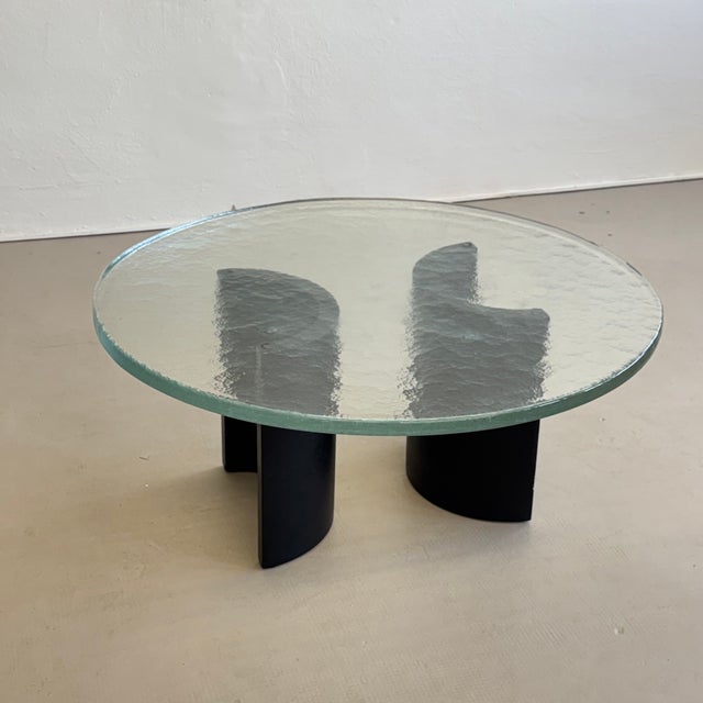 Black Coffee Table in Cast Glass and Travertine from Heinz Lilienthal, 1970 For Sale - Image 8 of 8
