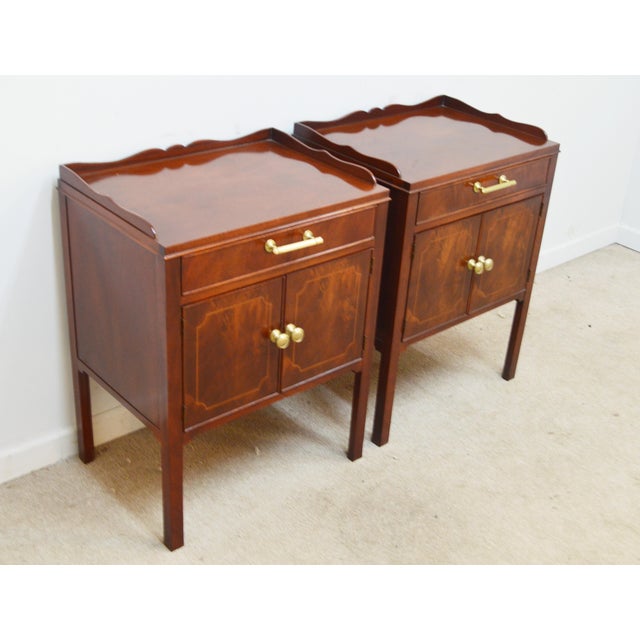 Traditional Late 20th Century Baker Mahogany Nightstands a Pair For Sale - Image 3 of 12