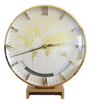 Large Art Deco World Time Clock by Heinrich Möller for Kienzle, 1950s