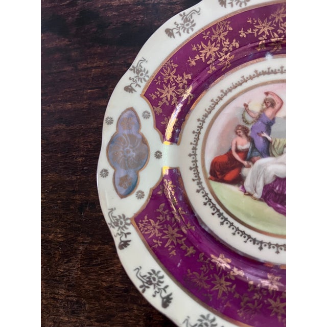 Ceramic Antique Royal Vienna Style 6.5" Porcelain Cabinet Plates - Set of 3 For Sale - Image 7 of 12