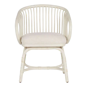 Transitional Shoreline Rattan Dining Chair, White