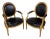 18th Century Original French Chairs Black Leather Upholstered - a Pair For Sale