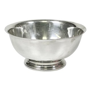1970s Vintage Hollywood Regency Chippendale Gorham Silverplate Revere Serving 8” Footed Serving Bowl For Sale