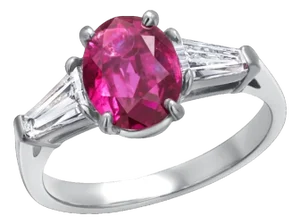 Platinum Gia Certified 2.09 Carat Ruby and Diamond Cocktail Ring, Size 5