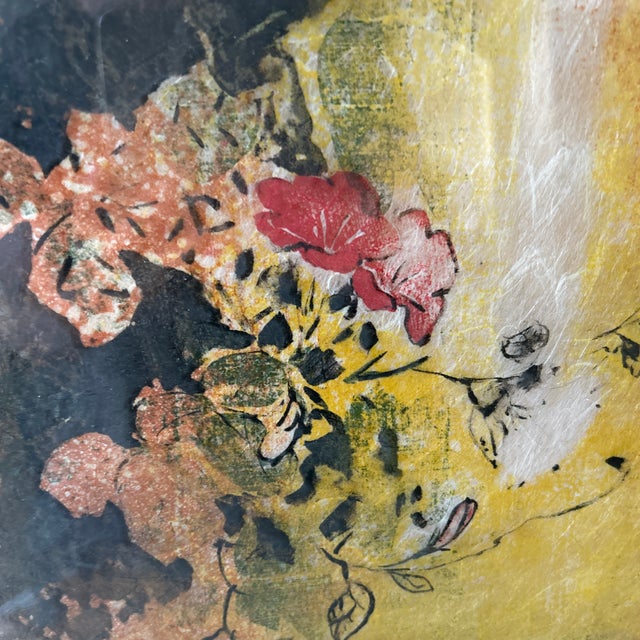 Paper 1970s Lebadang Signed Lithograph on Handmade Paper, Titled, Red Blossoms on Orange For Sale - Image 7 of 7