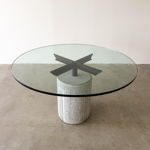 Vintage 1970s Attributed to Giovanni Offredi for Saporiti Italia Concrete and Glass Dining Table Unmarked For Sale In Palm Springs - Image 6 of 13