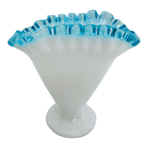 Fenton Aqua Crest Fan Vase