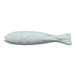 Vintage Hand-Carved Coastal Folk Art Fish Wall Sculpture For Sale