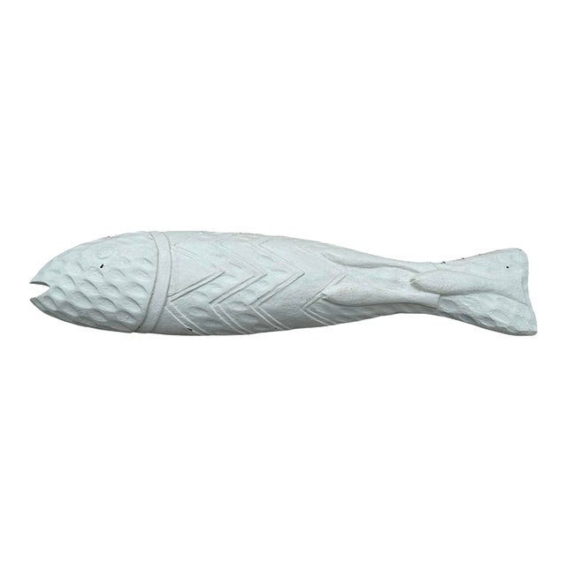 Vintage Hand-Carved Coastal Folk Art Fish Wall Sculpture For Sale