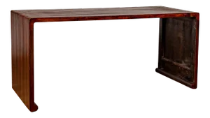 Burmese Vintage Waterfall Console Table with Scrolling Feet and Dark Patina
