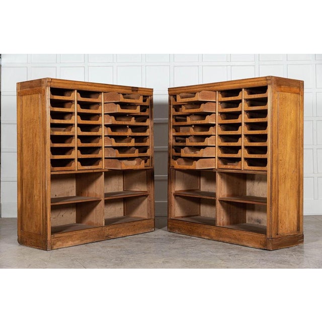 Gold Monumental English Oak Haberdashery Cabinets, 1900s, Set of 2 For Sale - Image 8 of 18