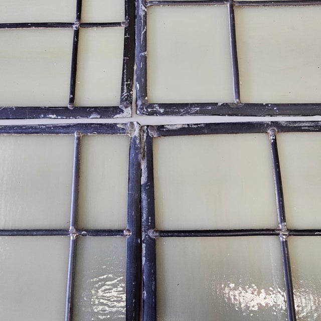 Vintage 1940s Slag Glass Panel – Geometric Mosaic Window, 6 Sections For Sale - Image 4 of 10