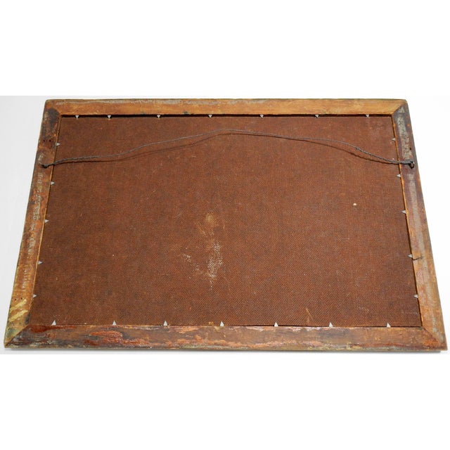 Midcentury Signed Painting on Board J. Sanchez, 1949 For Sale - Image 9 of 10