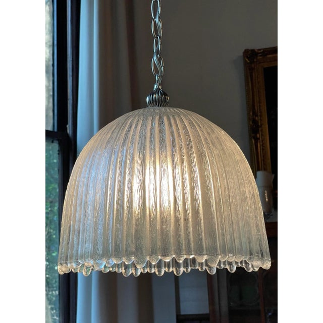 Mid-Century Modern Large Midcentury Glass Dome Pendant Light For Sale - Image 3 of 12