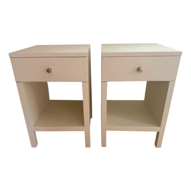 Pair Linen Wrapped Made Goods Maris Nighstands For Sale