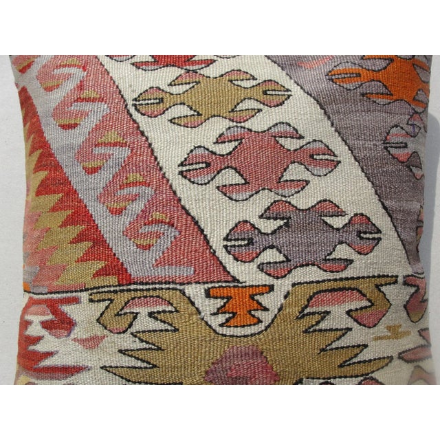 Turkish Kilim Rug Pillow For Sale - Image 3 of 11
