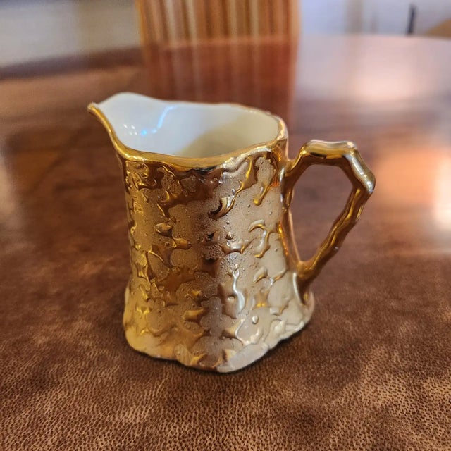 Dorothy Thorpe 1960s Weeping Gold Creamer + Sugar Set 22kt Bel Terr For Sale - Image 4 of 12
