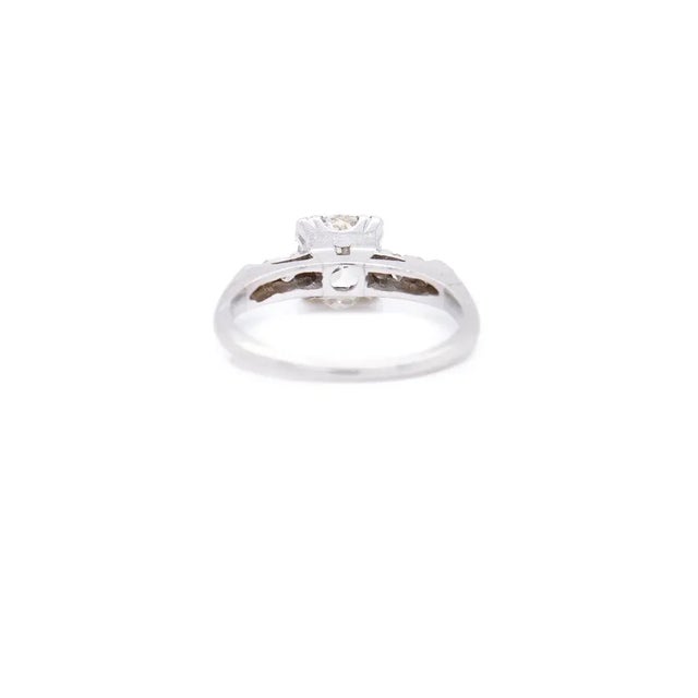 Mid 20th Century Retro Platinum & Round Mixed Cut 0.95 Ct Diamond Engagement Ring For Sale - Image 5 of 12