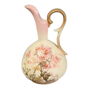 Antique Rh Austrian Hand Painted Pink Floral Robert Hanke Ewer Vase