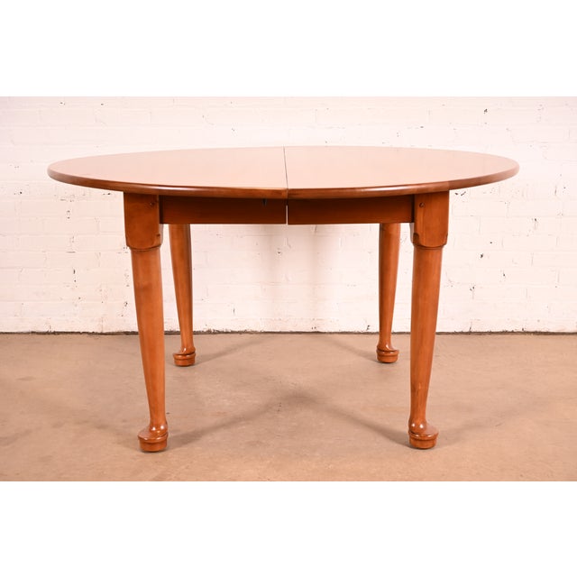 L. & J. G. Stickley American Colonial Solid Cherry Wood Extension Dining Table | Newly Refinished For Sale - Image 11 of 15