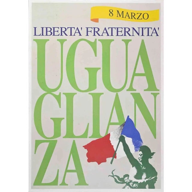 Liberté - égalité- fraternité is a vintage poster realized in second half 20th. Century , in occasion of the International...
