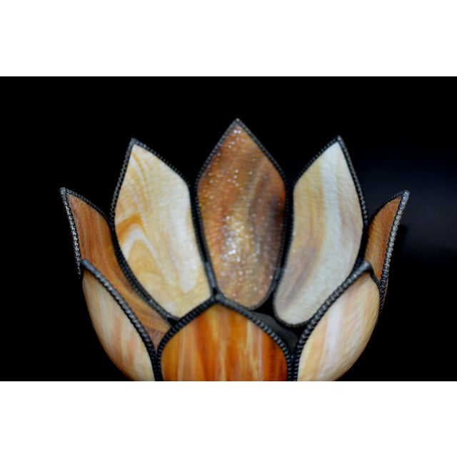 Antique Tiffany Style Lotus Ceiling Light Lamp Shade For Sale - Image 13 of 15