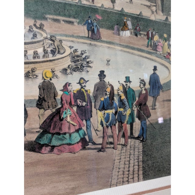 Mid 19th Century Antique C. 1861 Hand-Colored View of the Palace of Versailles – Paris Dans Sa Splendeur by Henri Charpentier For Sale - Image 5 of 8