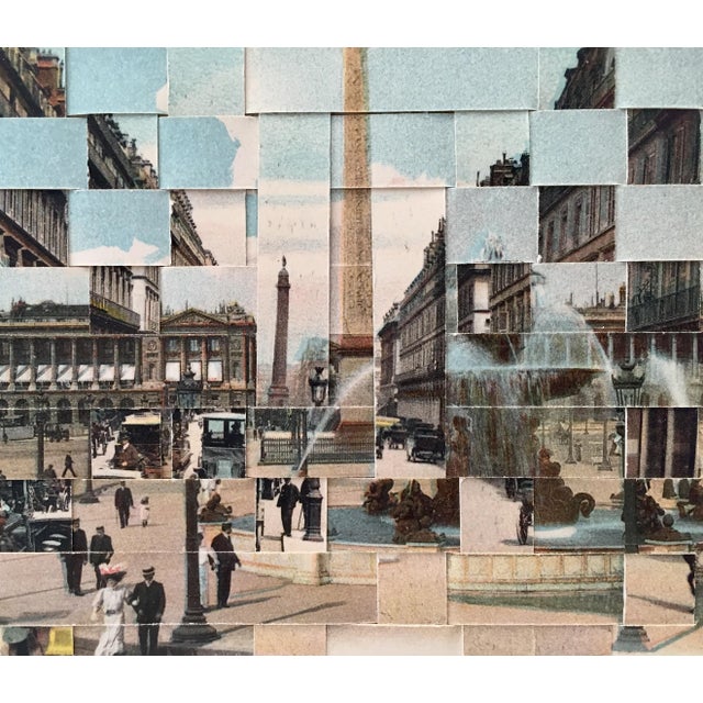 Early 21st Century Paris - Unique Hand Cut and Woven Vintage Woven Photo Postcards, Framed For Sale - Image 5 of 5