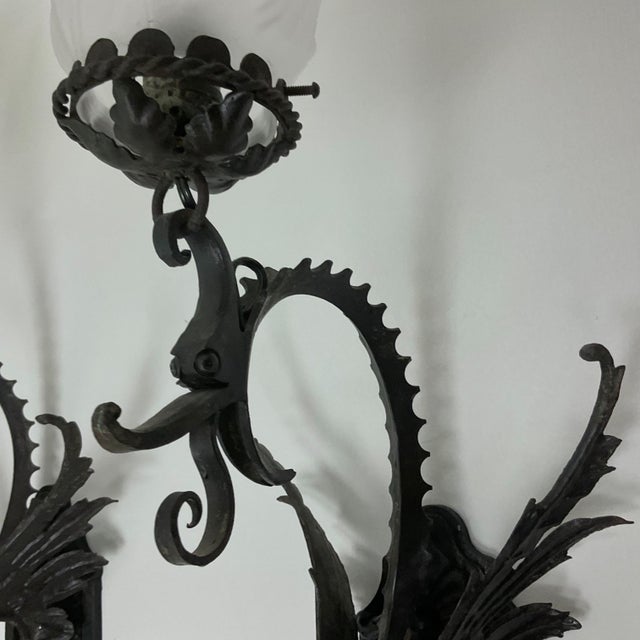 1920s Hand Hammered Iron Dragons Wall Sconces - a Pair For Sale In West Palm - Image 6 of 9