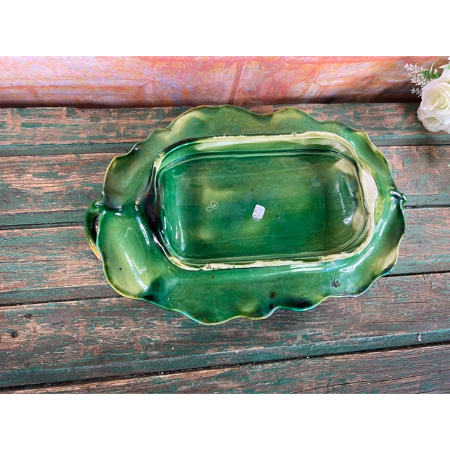Forest Green Antique Majolica Asparagus Serving Dish For Sale - Image 8 of 10