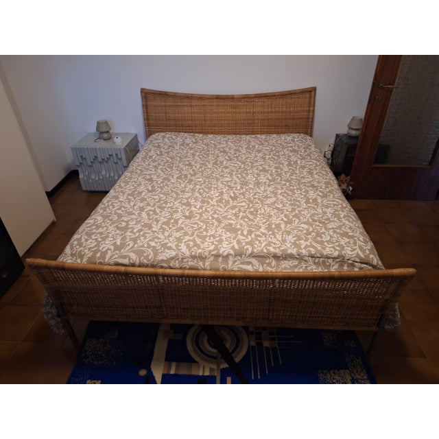 Vintage Double Bed in Iron and Wicker, 1980s For Sale - Image 9 of 9