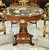 Contemporary Round Marble Top Center Table With Hand-Carved Wood Pedestal & Gold Leaf Accents For Sale - Image 3 of 4