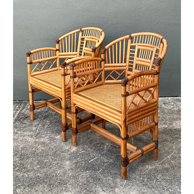 Camel Vintage Brighton Pavillion Rattan Chairs - A Pair For Sale - Image 8 of 12