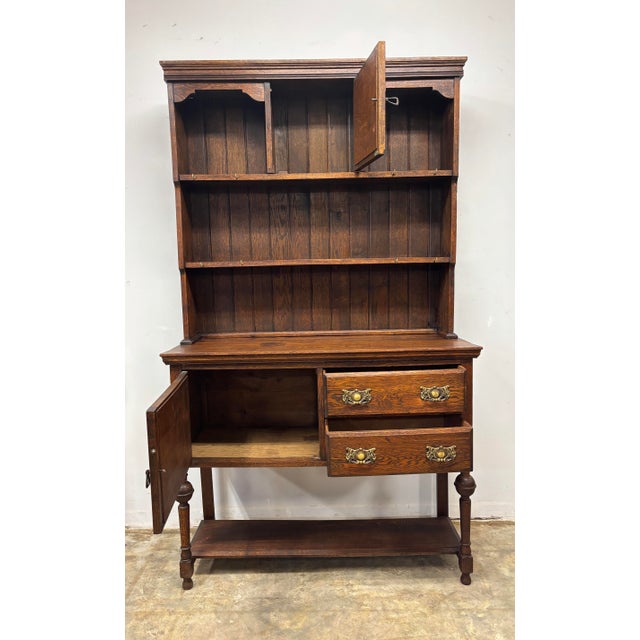 English Antique Welsh Oak Dresser Hutch For Sale - Image 3 of 9