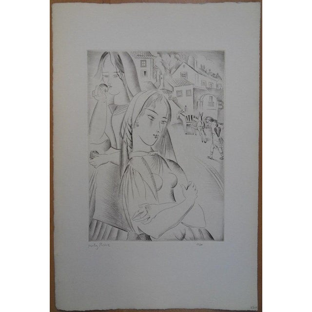 Emilia "Mily" Possoz (1888-1967) The Village Girls Original engraving Signed in pencil Limited edition of 60 copies (the...
