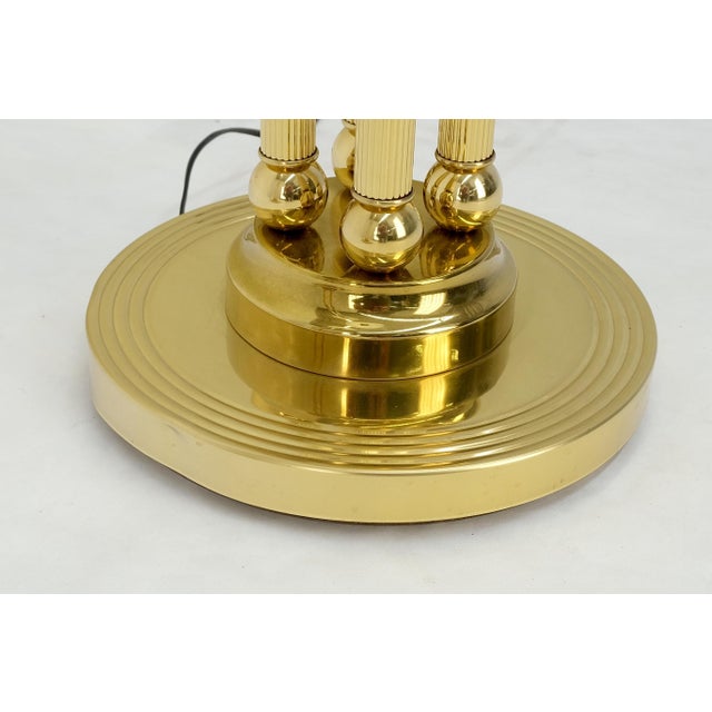 Pair of Mid Century Modern Brass Etched Glass Shades Torcheres Floor Lamps MINT! For Sale - Image 9 of 13