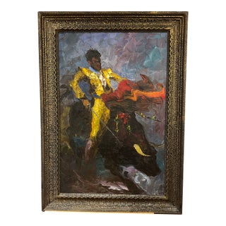 20 Th Century European School Oil on Canvas Impasto Style Framed Signed Titled Toreador For Sale
