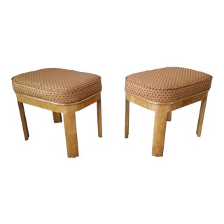 Milo Baughman for Lane Burl Wood Ottomans - a Pair For Sale