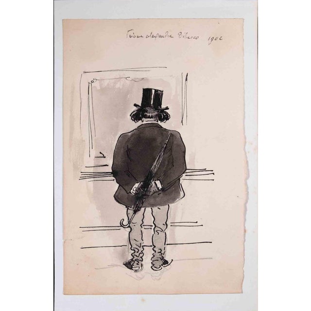 Le Prince Alexandre Bibesco is an Original ink and watercolor drawing realized by an artist of French School of the early...