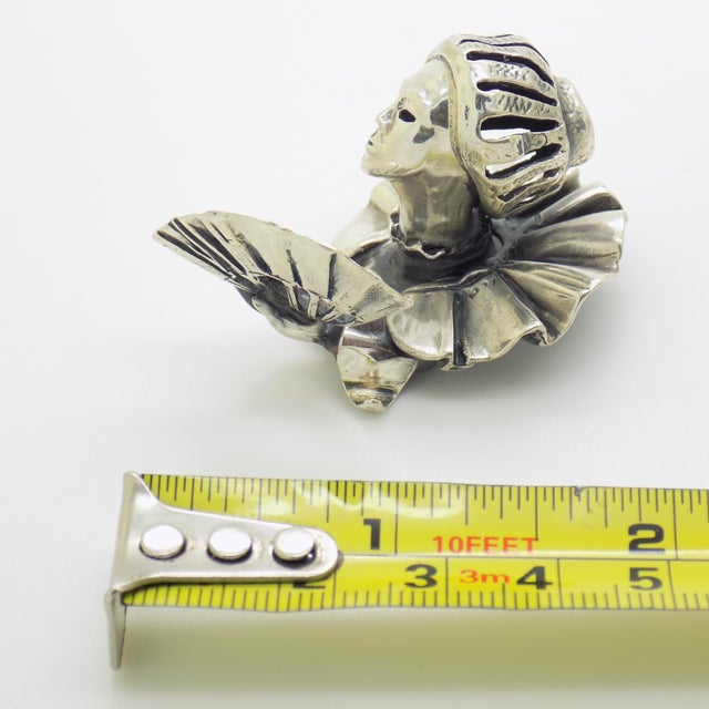 Vintage Italian Handmade Sterling Silver 925 Woman With Fan Bust Figurine Decorative Solid Sculpture For Sale - Image 14 of 14