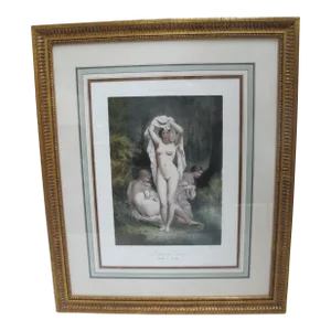 Antique Joseph Felon Les Nymphes Des Bois Framed 19thc the Bath Print