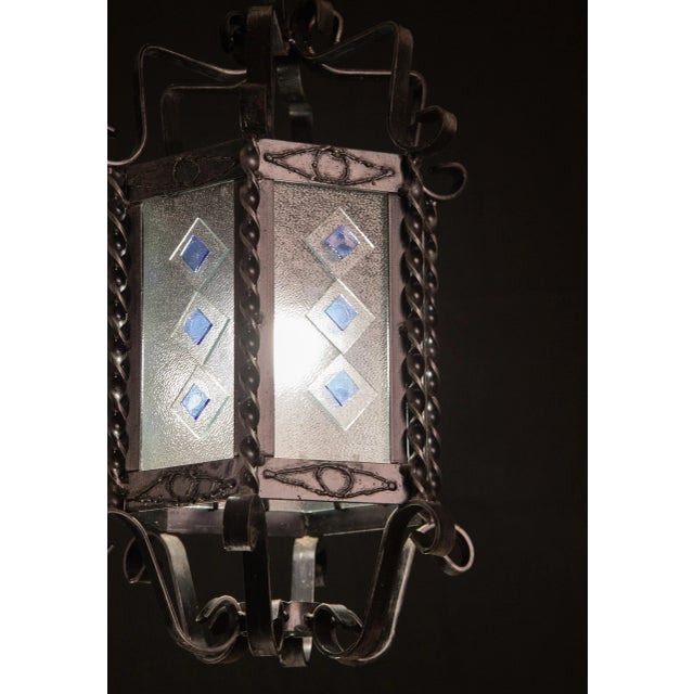 Italian Vintage Italian Iron and Glass Lantern, 1960s For Sale - Image 3 of 10