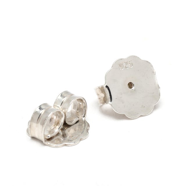 Modern Slane Column Round .12ctw Diamond Stud Earrings, Sterling Silver, Length 10.4 Mm For Sale - Image 3 of 4