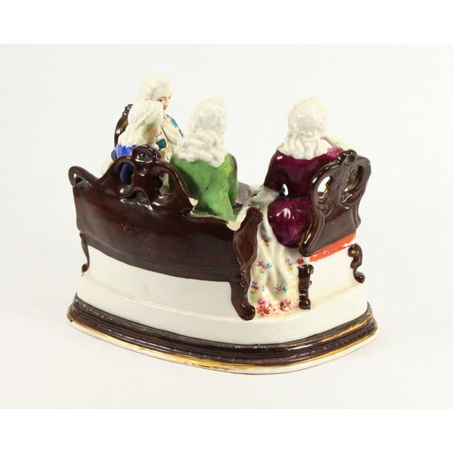 Late 19th Century 1880's Conta & Boehme Porcelain Inkwell W Sander Nobility Group Playing Cards For Sale - Image 5 of 18