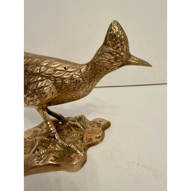 Vintage Hollywood Regency Brass Roadrunner Bird Sculpture For Sale - Image 10 of 12