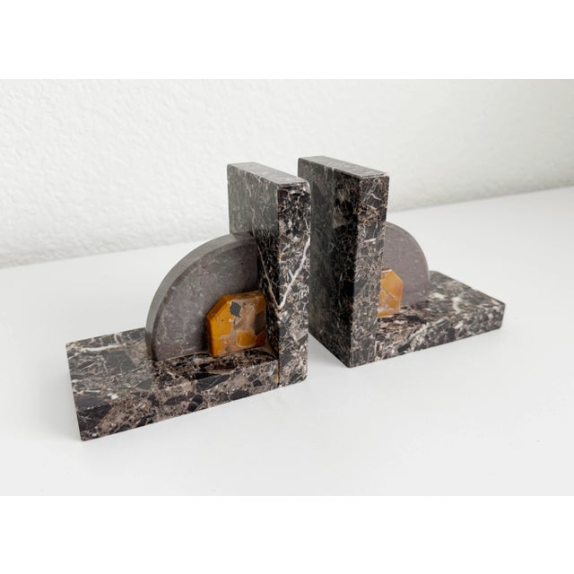 Art Deco French Art Deco Mixed Marble Bookends - A Pair For Sale - Image 3 of 7