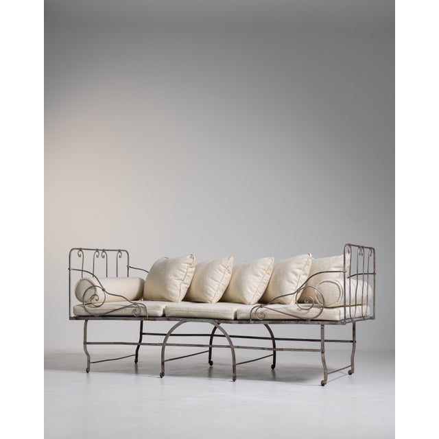 Early 20th Century French Wrought Iron Daybed With Cushions For Sale - Image 12 of 18
