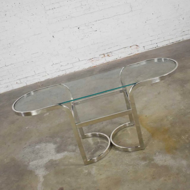 Mid-Century Modern to Modern Polished Chrome Oval Sofa or Console Table For Sale - Image 9 of 12
