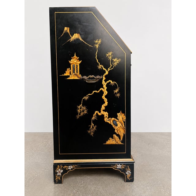 A fine Chinoiserie Escritoire made by Maddox of New York. Beautifully crafted and finished in black lacquer. Made in the...